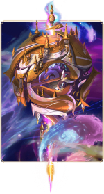 Picture of the Illuminary a magical mechanical golden orb in some clouds