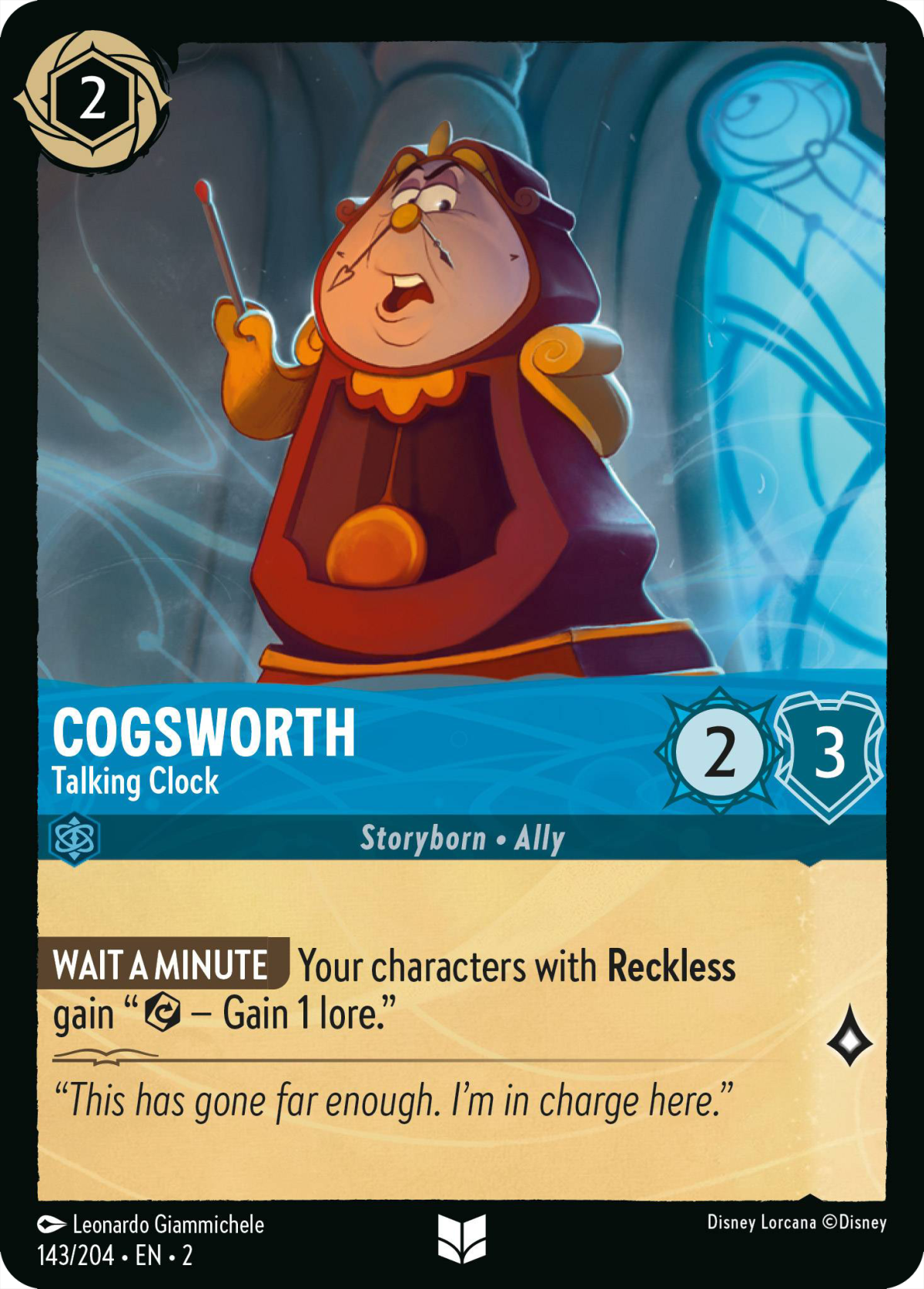 Cogsworth (character) - Mushu Report (lorcana Wiki)