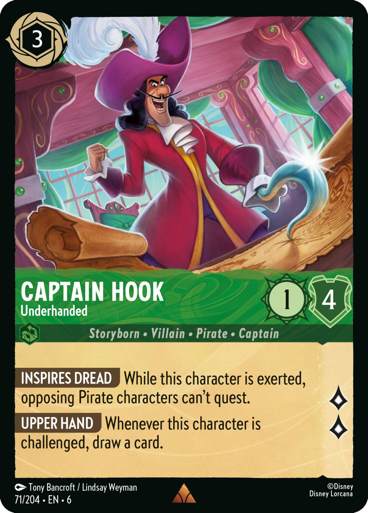 Captain Hook Underhanded Mushu Report Lorcana Wiki