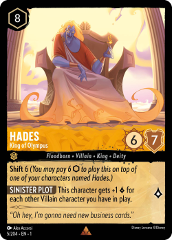 A character card with the plain cost icon Hades - King of Olympus