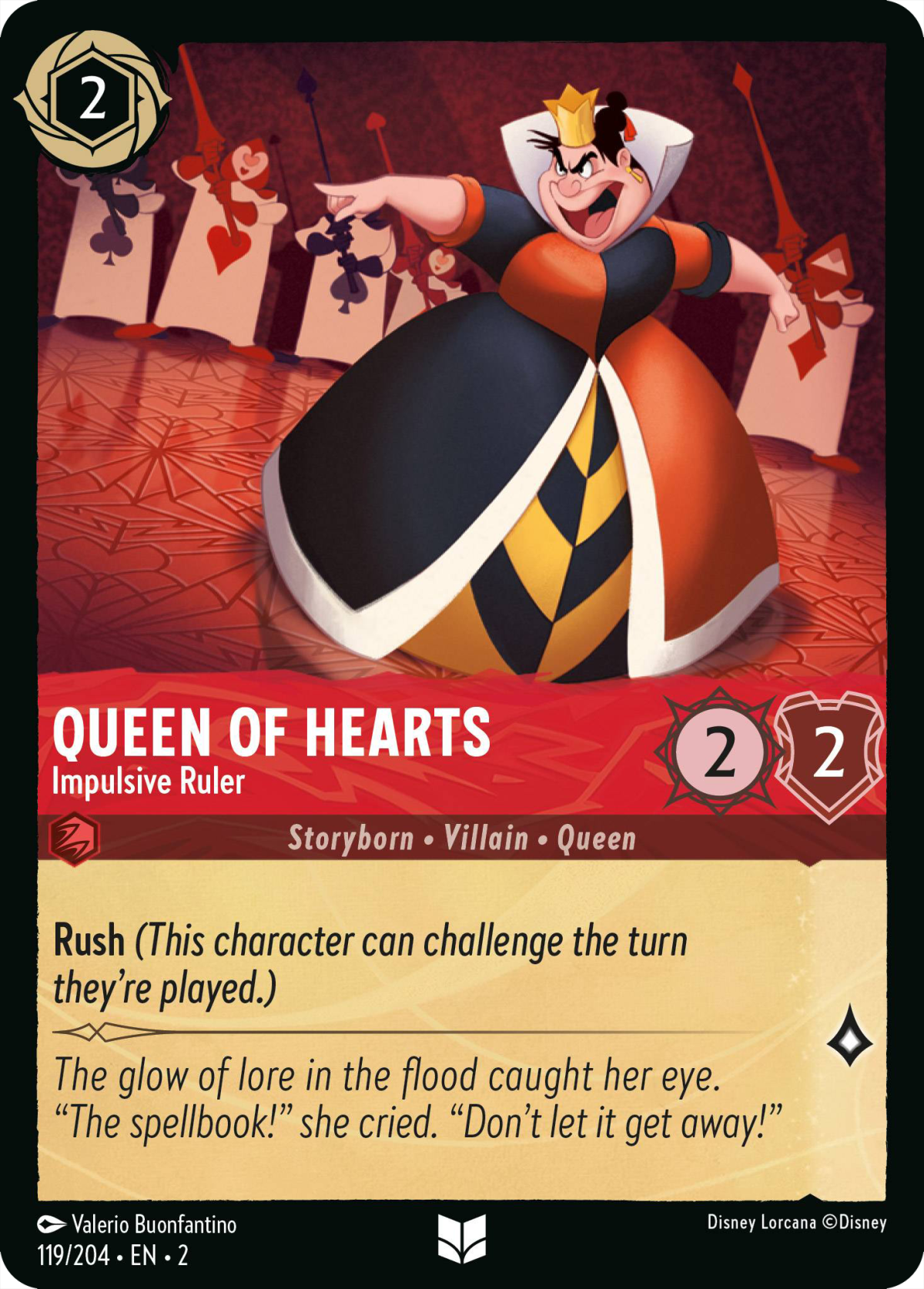 Queen of Hearts - Impulsive Ruler - Mushu Report (Lorcana Wiki)