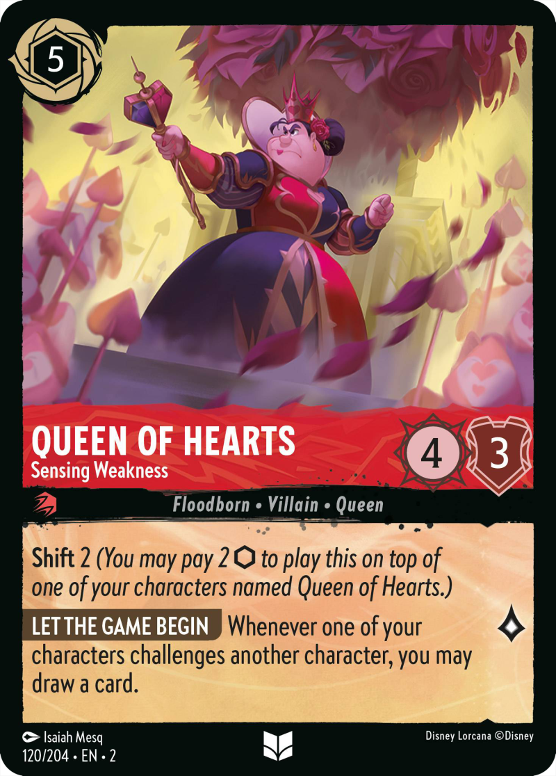 Queen of Hearts - Sensing Weakness - Mushu Report (Lorcana Wiki), image size:800x1116